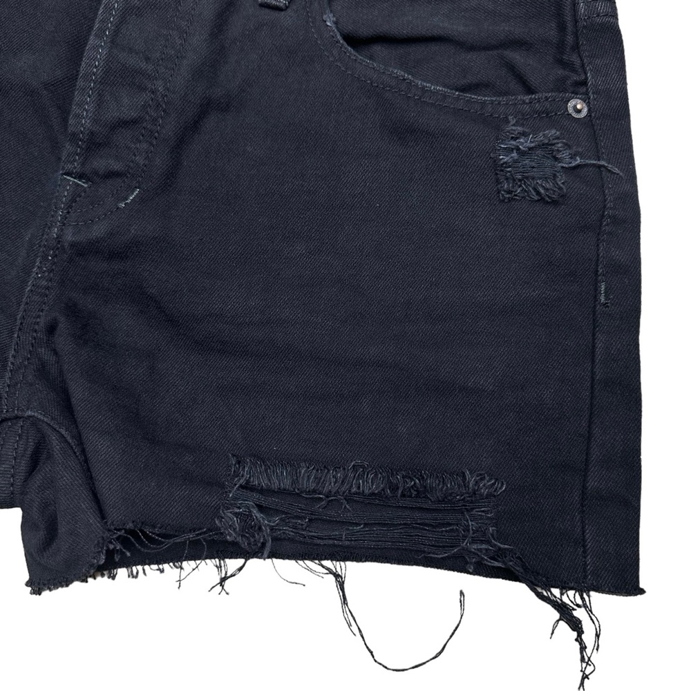 We The Free Sofia Black Distressed Denim Jean Shorts Mid Rise Frayed Hems Sz 29 - Picture 11 of 14